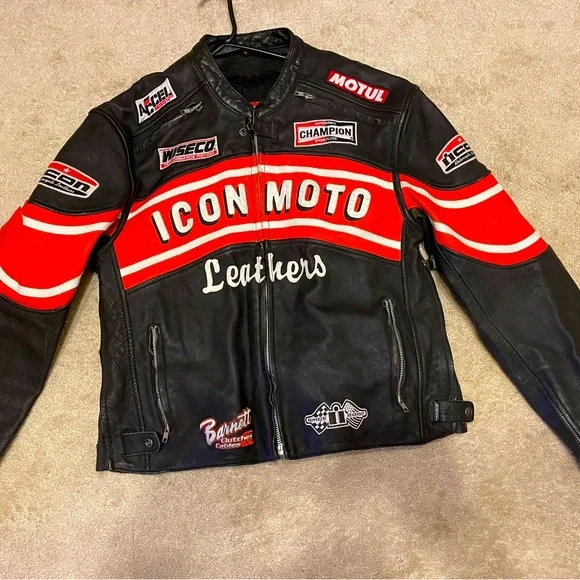 Daytona Icon Motorcycle Leather Jacket Noir||Black G||L